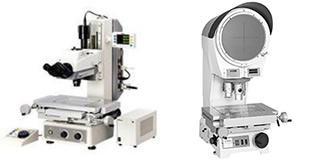 三川工場で生産される製品の例（左が測定顕微鏡、右が万能投影機）